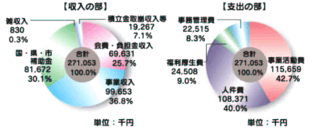 17年度事業・収入/支出のグラフ