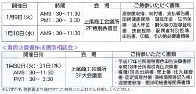 青色申告会（2007年1月9日指導会表）