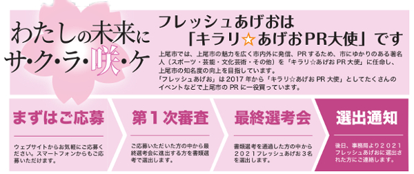 『2021フレッシュあげお』応募の流れ